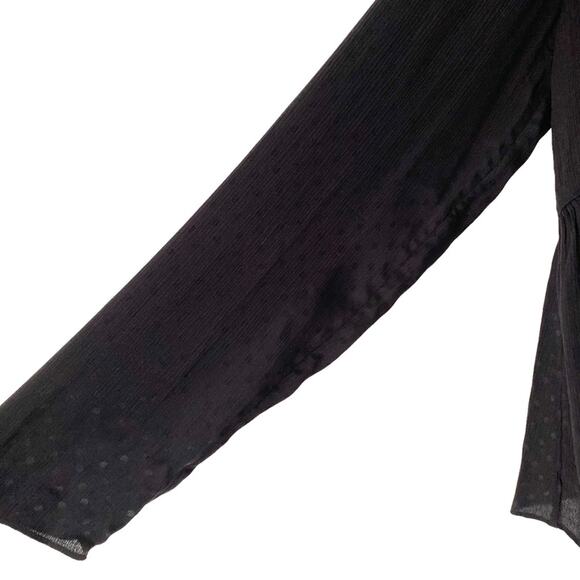 Vince Silk Dot Black Jacquard Ruched Panel Button Down Blouse size medium - Picture 7 of 10